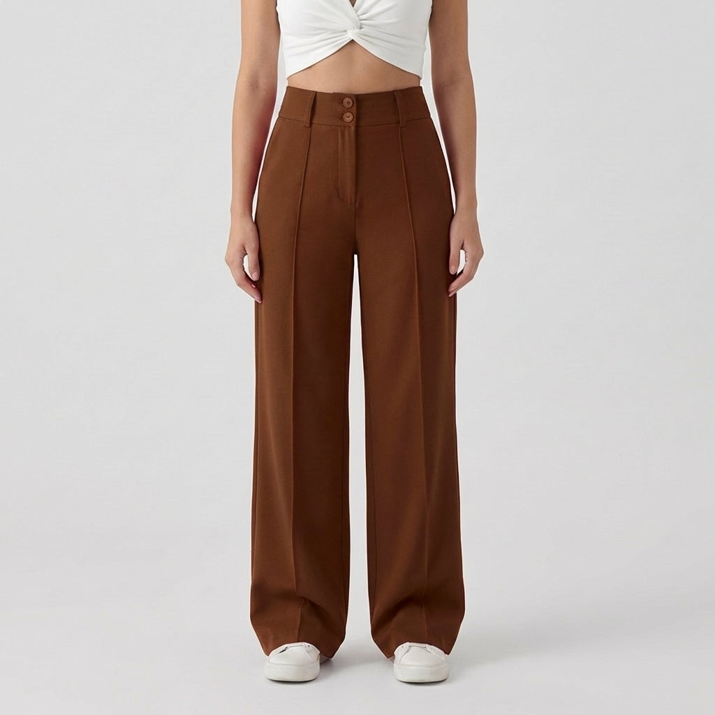 Rivaclo | Women's High-Waisted Wide Leg Pants – Loose Fit