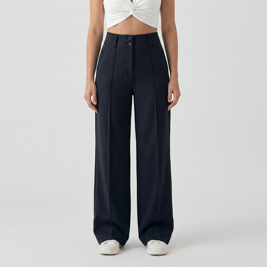 Rivaclo | Women's High-Waisted Wide Leg Pants – Loose Fit