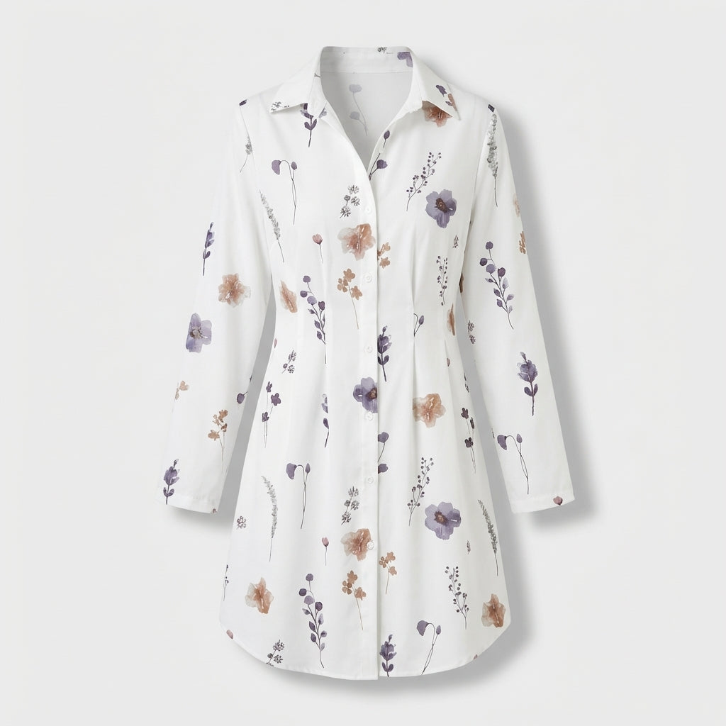 Rivaclo | Femme Robe Chemise Imprimée – Style Mini à Col Classique