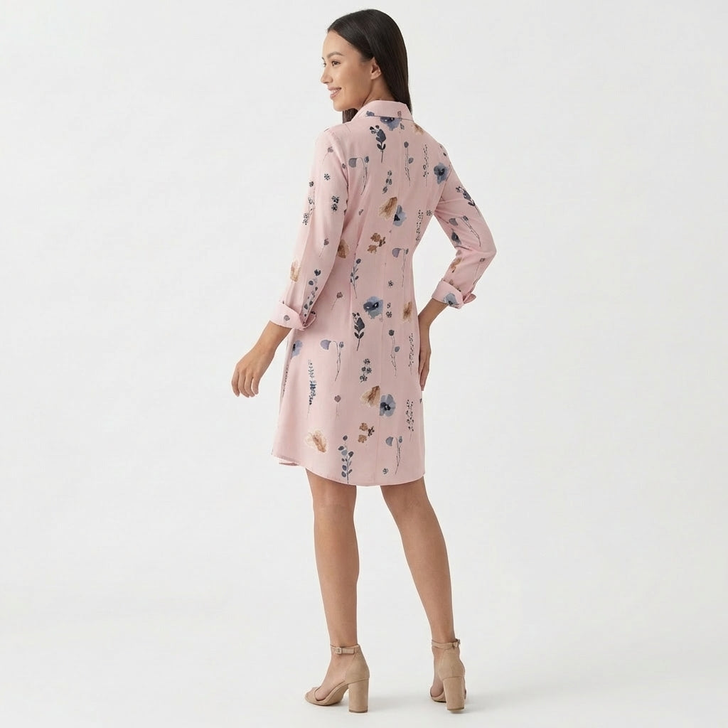 Rivaclo | Femme Robe Chemise Imprimée – Style Mini à Col Classique
