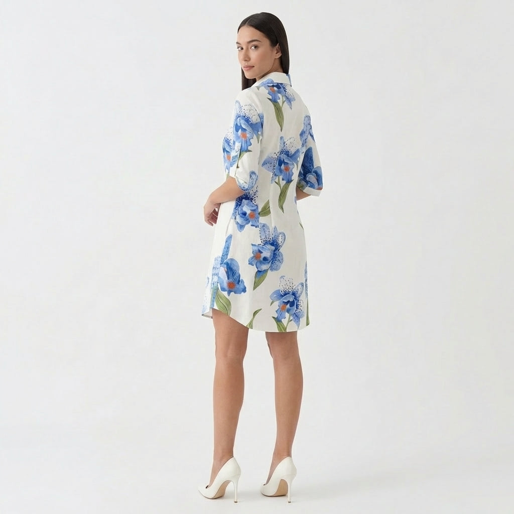 Rivaclo | Femme Robe Chemise Imprimée – Style Mini à Col Classique