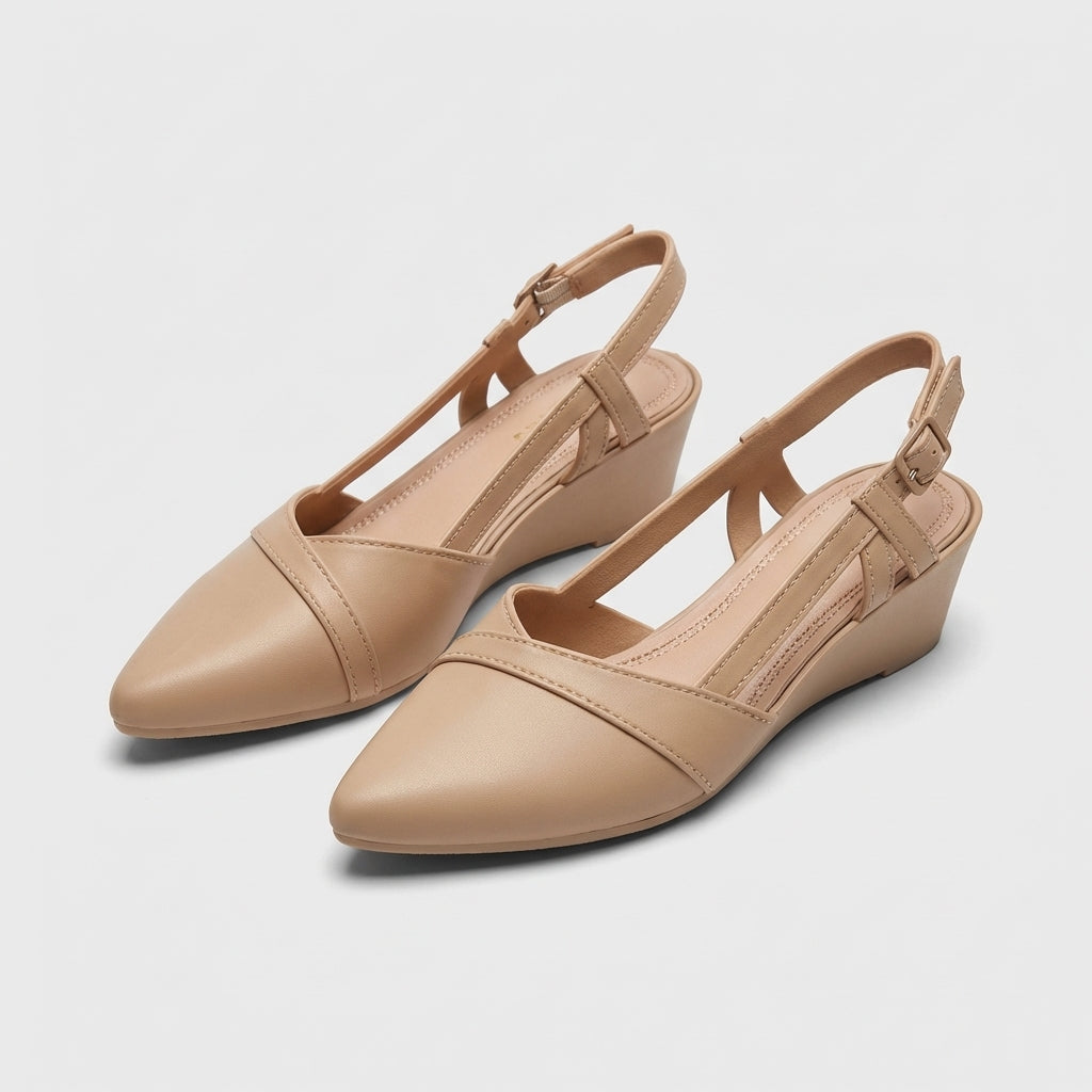 Rivaclo | Women's Pointed Toe Slingback Flats – Low Heel Design