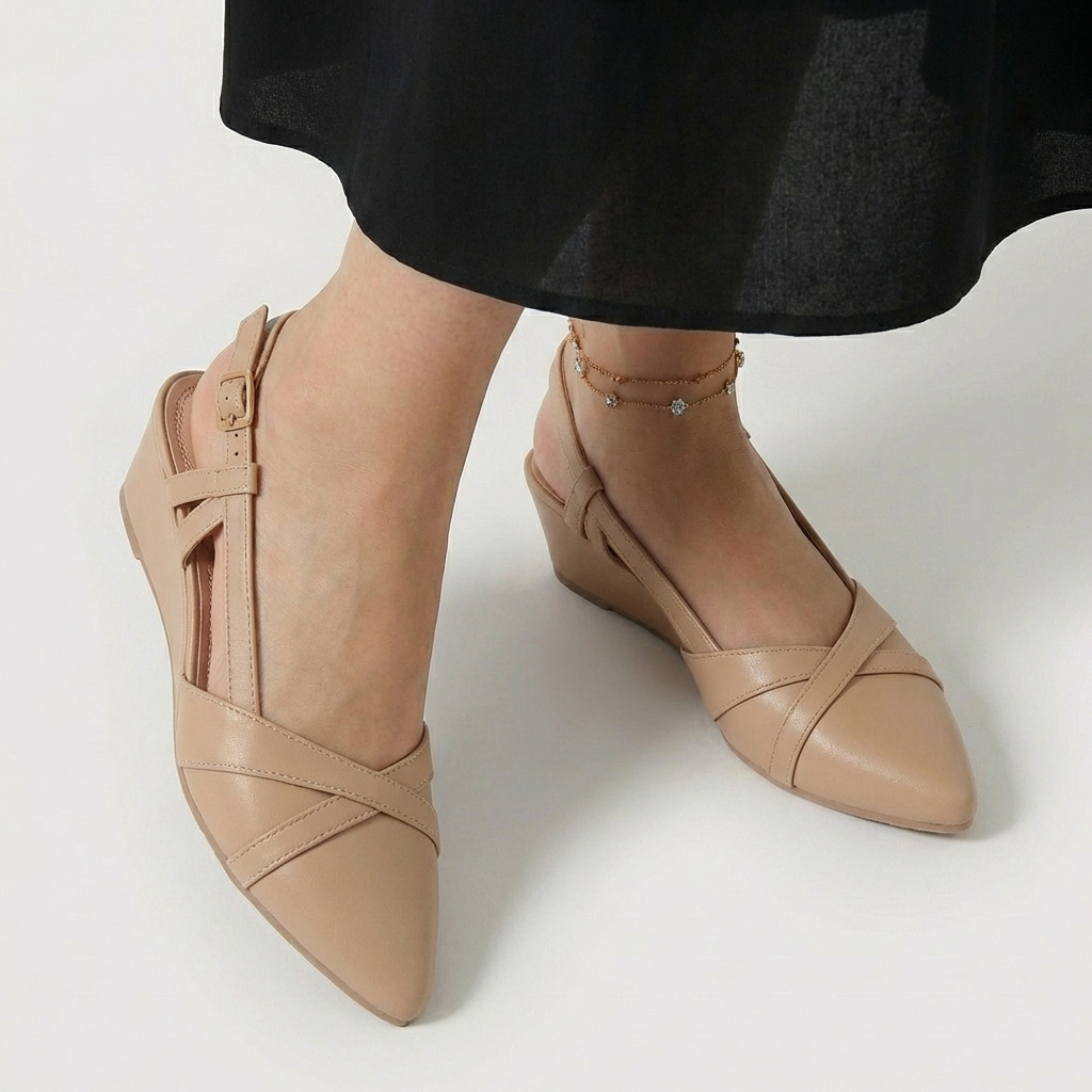 Rivaclo | Women's Pointed Toe Slingback Flats – Low Heel Design