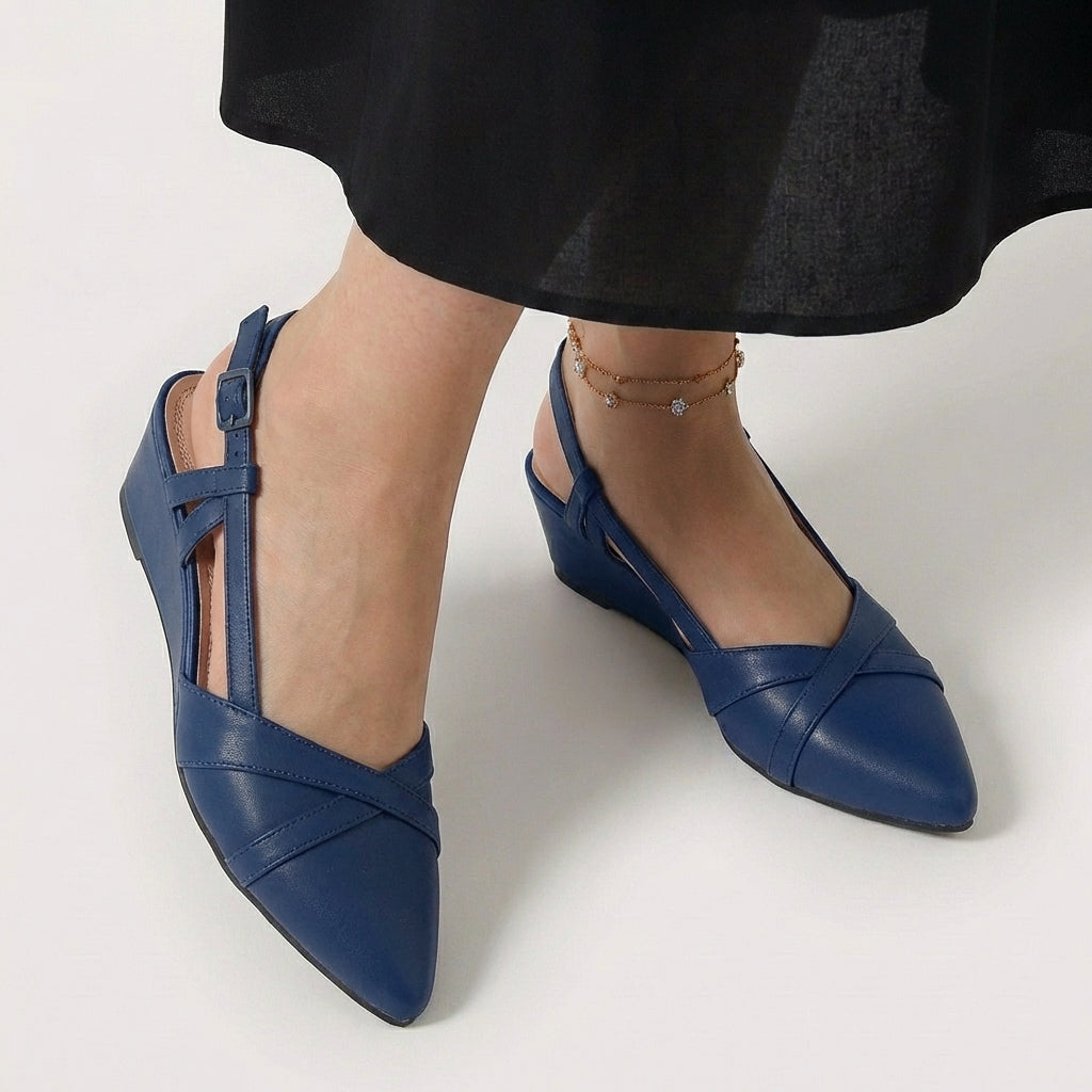 Rivaclo | Women's Pointed Toe Slingback Flats – Low Heel Design