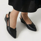 Rivaclo | Women's Pointed Toe Slingback Flats – Low Heel Design