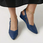 Rivaclo | Women's Pointed Toe Slingback Flats – Low Heel Design