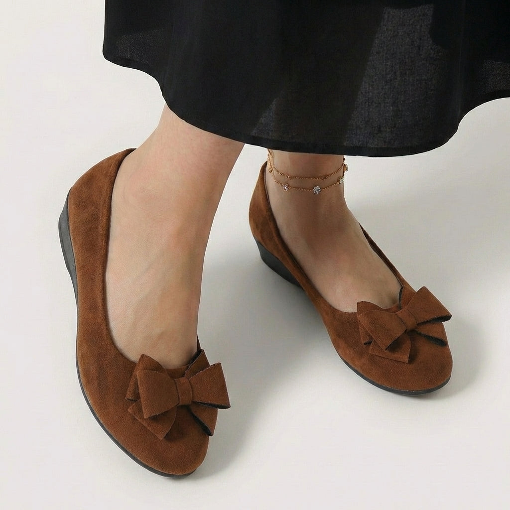 Rivaclo | Women's Round Toe Wedge Shoes – Design with Bow