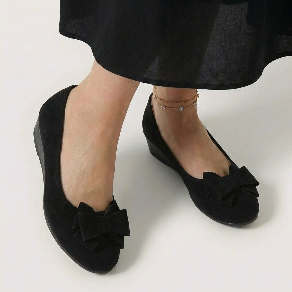 Rivaclo | Women's Round Toe Wedge Shoes – Design with Bow
