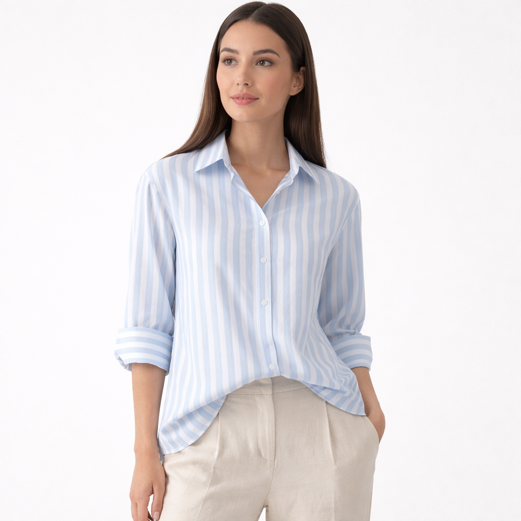 Rivaclo | Women's Long Sleeve Striped Shirt – Classic Collar