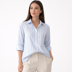 Rivaclo | Women's Long Sleeve Striped Shirt – Classic Collar