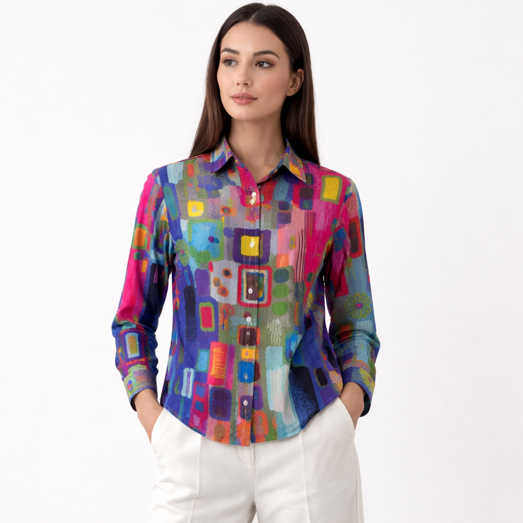 Rivaclo | Women's Long Sleeve Striped Shirt – Classic Collar