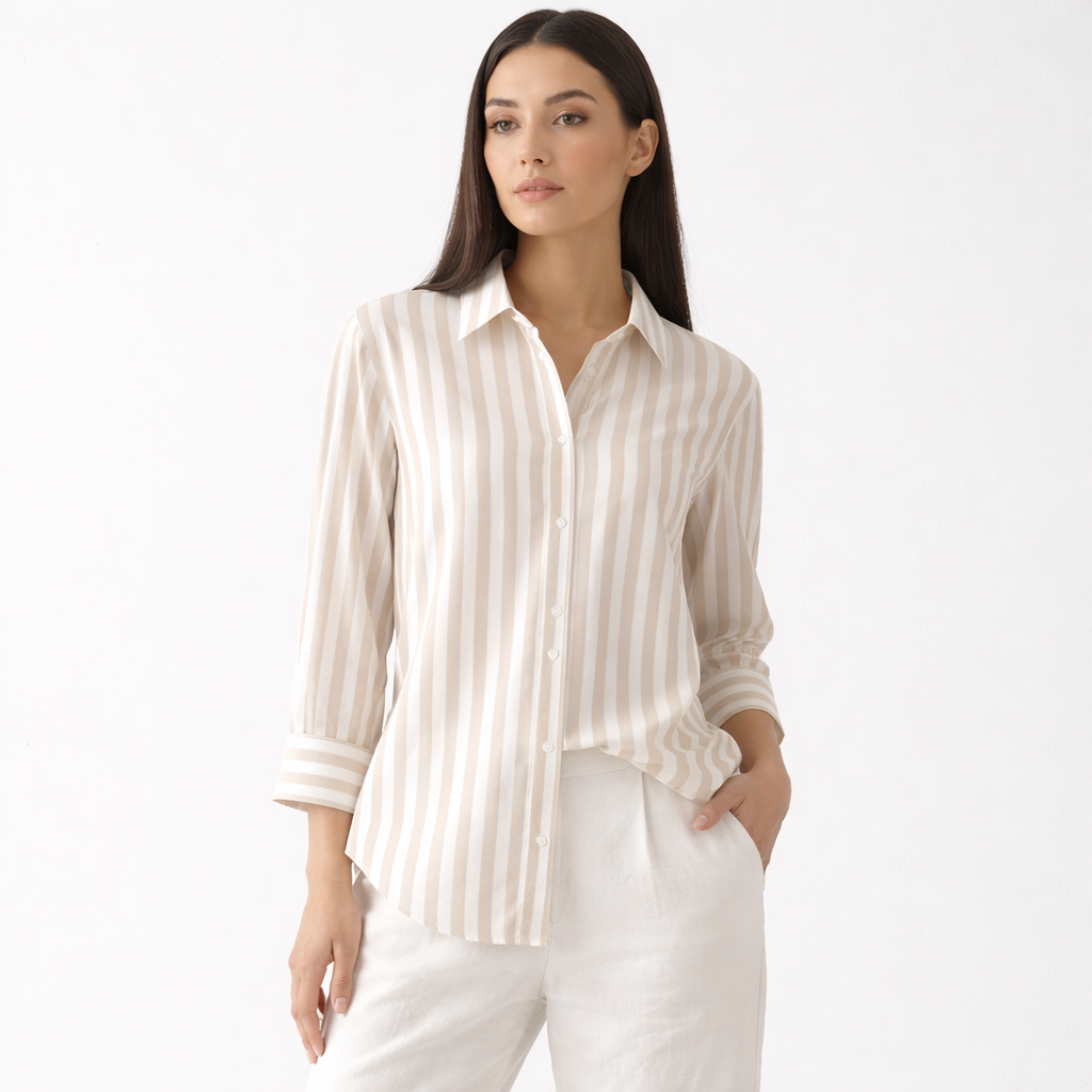 Rivaclo | Women's Long Sleeve Striped Shirt – Classic Collar