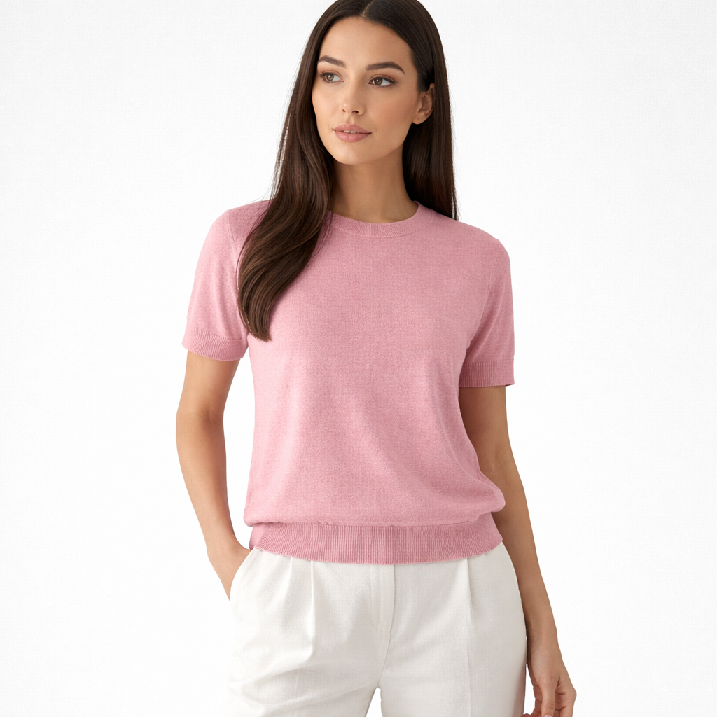 Rivaclo | Women's Fitted Short Sleeve Round Neck Top – Clean Design