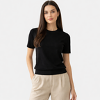 Rivaclo | Women's Fitted Short Sleeve Round Neck Top – Clean Design