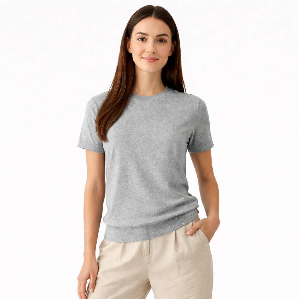 Rivaclo | Women's Fitted Short Sleeve Round Neck Top – Clean Design