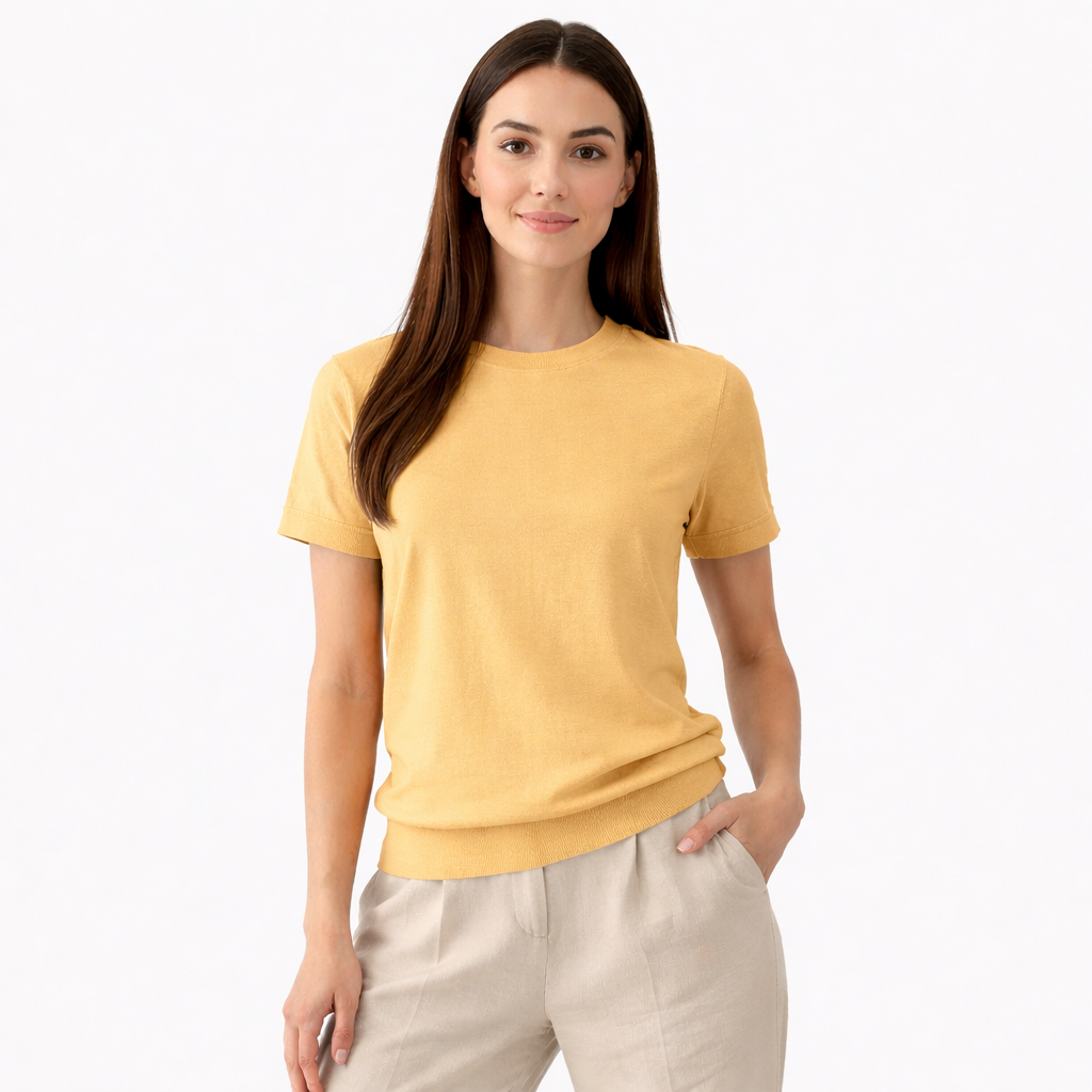 Rivaclo | Women's Fitted Short Sleeve Round Neck Top – Clean Design