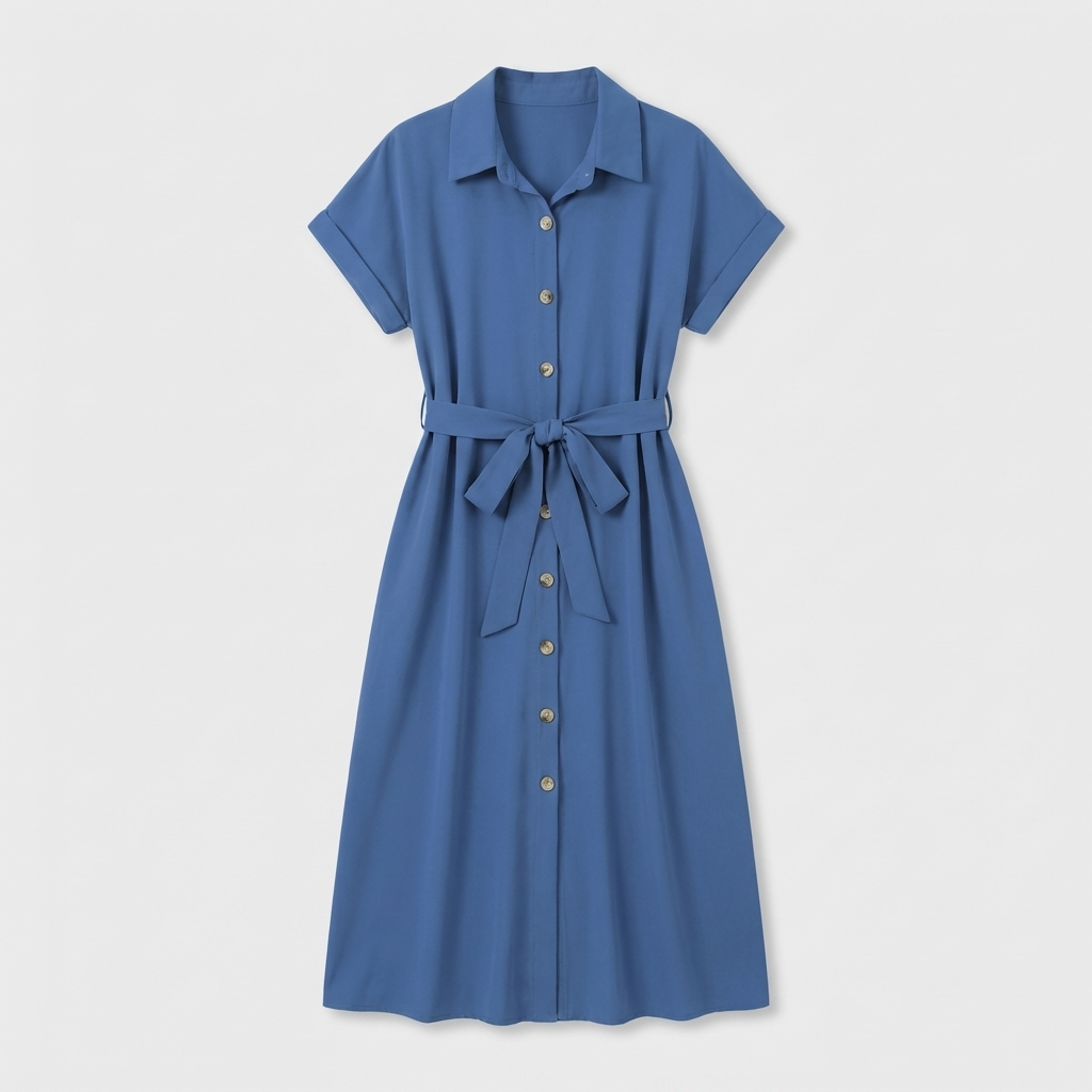 Rivaclo | Femme Robe Chemise Boutonnée Col Classique – Style Midi