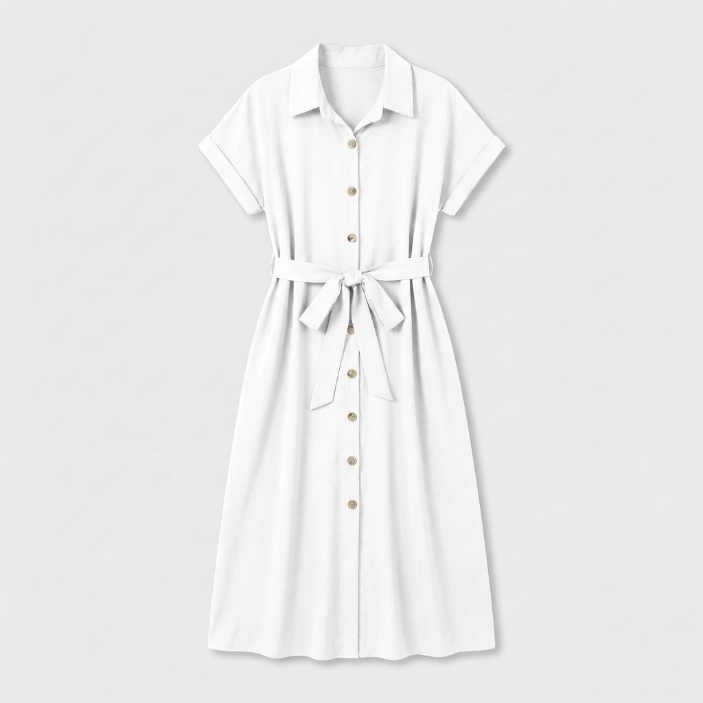 Rivaclo | Femme Robe Chemise Boutonnée Col Classique – Style Midi