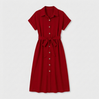Rivaclo | Femme Robe Chemise Boutonnée Col Classique – Style Midi