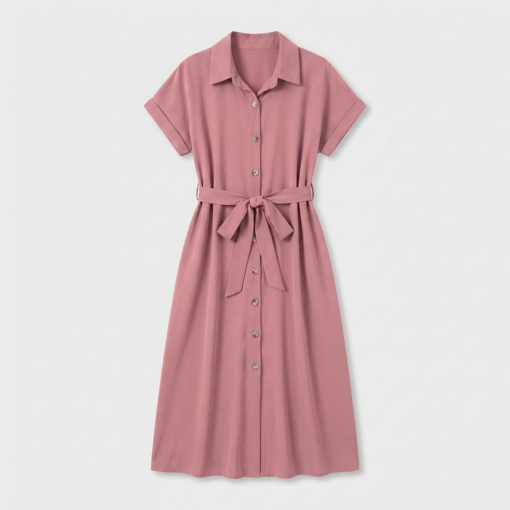 Rivaclo | Femme Robe Chemise Boutonnée Col Classique – Style Midi