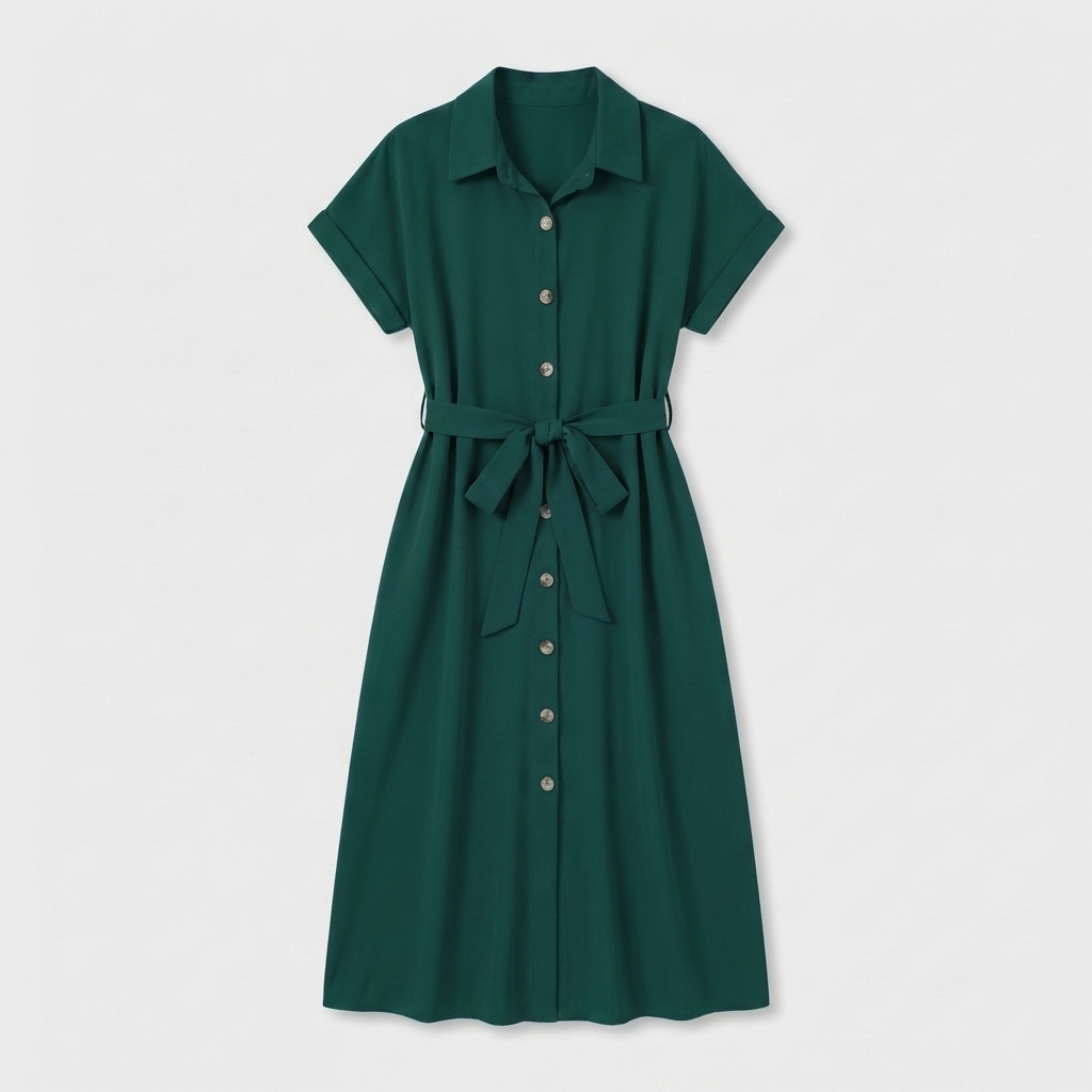 Rivaclo | Femme Robe Chemise Boutonnée Col Classique – Style Midi
