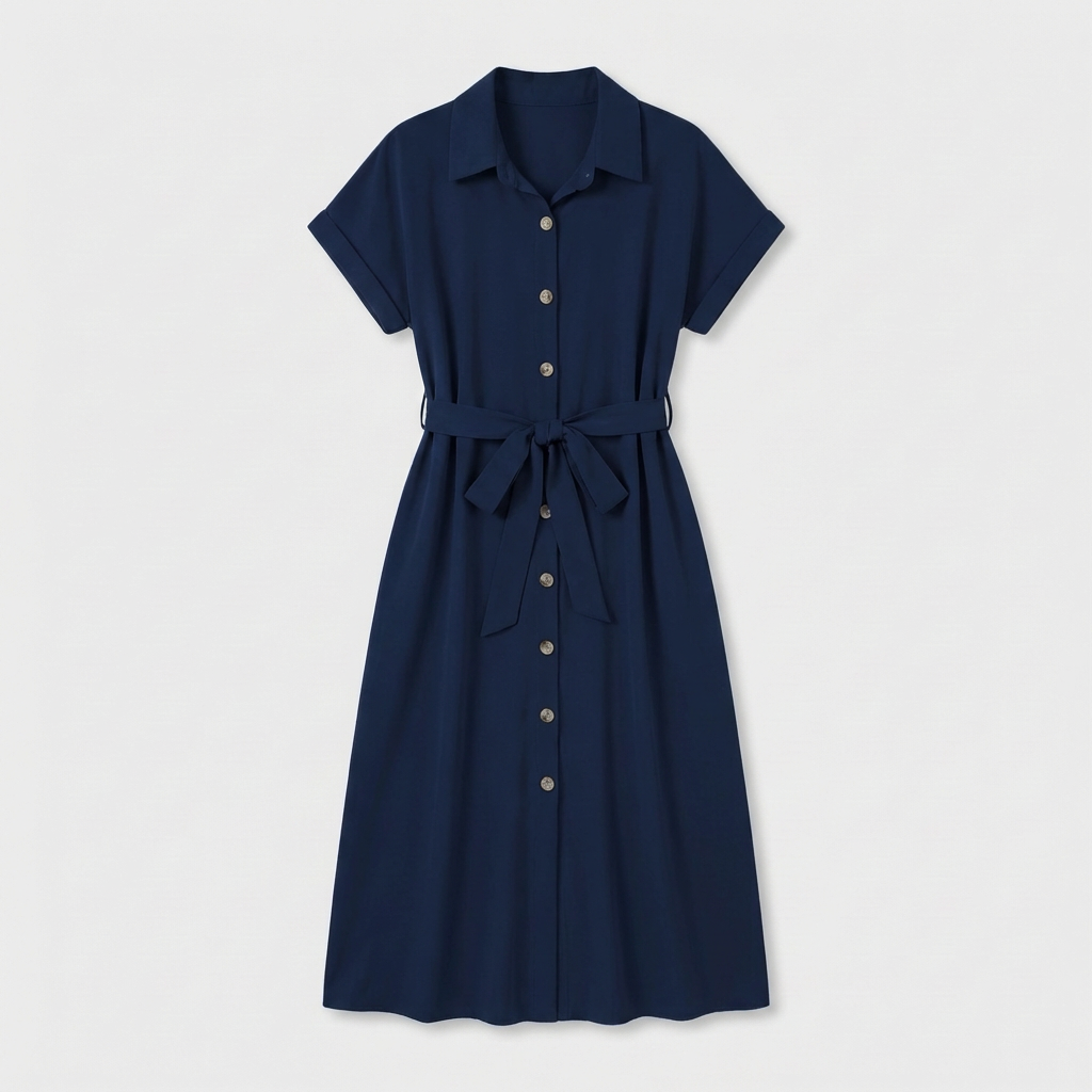 Rivaclo | Femme Robe Chemise Boutonnée Col Classique – Style Midi
