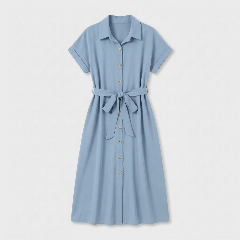 Rivaclo | Femme Robe Chemise Boutonnée Col Classique – Style Midi