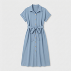 Rivaclo | Femme Robe Chemise Boutonnée Col Classique – Style Midi