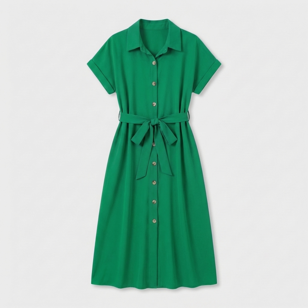 Rivaclo | Femme Robe Chemise Boutonnée Col Classique – Style Midi