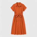 Rivaclo | Femme Robe Chemise Boutonnée Col Classique – Style Midi