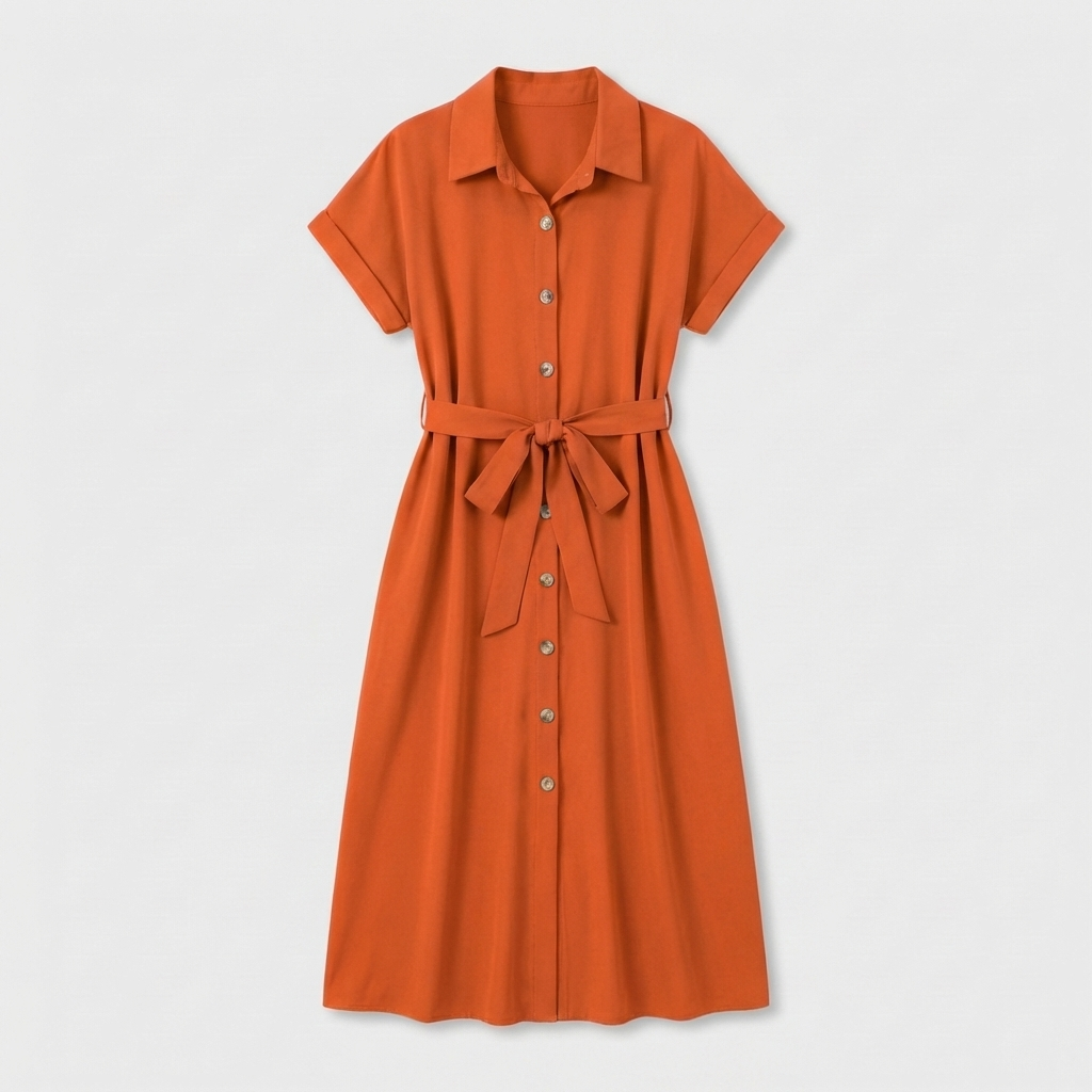 Rivaclo | Femme Robe Chemise Boutonnée Col Classique – Style Midi