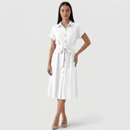 Rivaclo | Femme Robe Chemise Boutonnée Col Classique – Style Midi