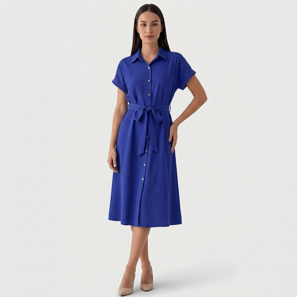 Rivaclo | Femme Robe Chemise Boutonnée Col Classique – Style Midi