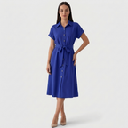 Rivaclo | Femme Robe Chemise Boutonnée Col Classique – Style Midi