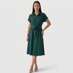Rivaclo | Femme Robe Chemise Boutonnée Col Classique – Style Midi