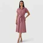 Rivaclo | Femme Robe Chemise Boutonnée Col Classique – Style Midi