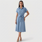 Rivaclo | Femme Robe Chemise Boutonnée Col Classique – Style Midi
