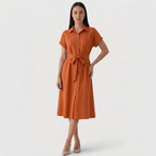 Rivaclo | Femme Robe Chemise Boutonnée Col Classique – Style Midi