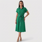 Rivaclo | Femme Robe Chemise Boutonnée Col Classique – Style Midi