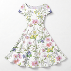 Rivaclo | Femme Robe Florale Manches Courtes – Design Midi