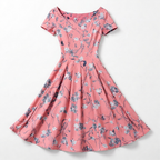 Rivaclo | Femme Robe Florale Manches Courtes – Design Midi