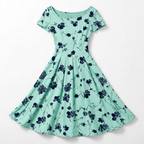 Rivaclo | Femme Robe Florale Manches Courtes – Design Midi