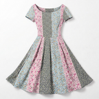 Rivaclo | Femme Robe Florale Manches Courtes – Design Midi