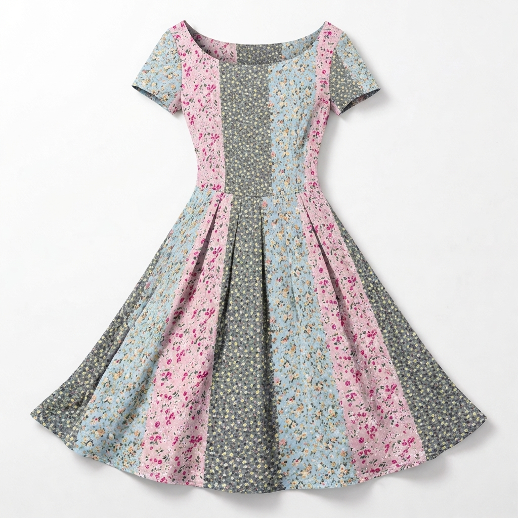Rivaclo | Femme Robe Florale Manches Courtes – Design Midi