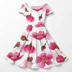 Rivaclo | Femme Robe Florale Manches Courtes – Design Midi