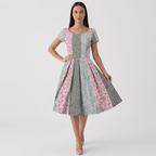 Rivaclo | Femme Robe Florale Manches Courtes – Design Midi