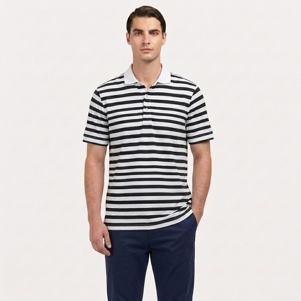 Rivaclo | Men's Striped Polo – Short Sleeves with Classic Collar