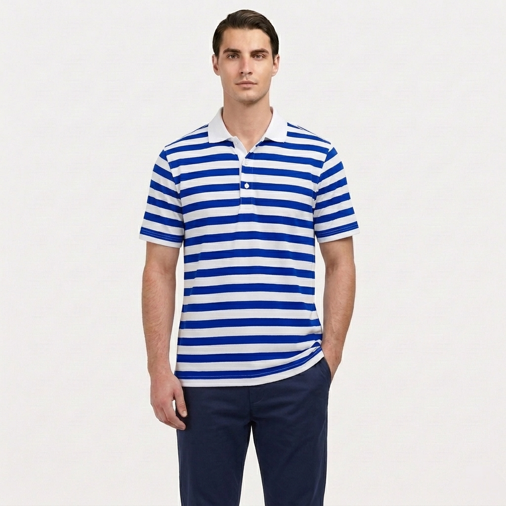 Rivaclo | Men's Striped Polo – Short Sleeves with Classic Collar