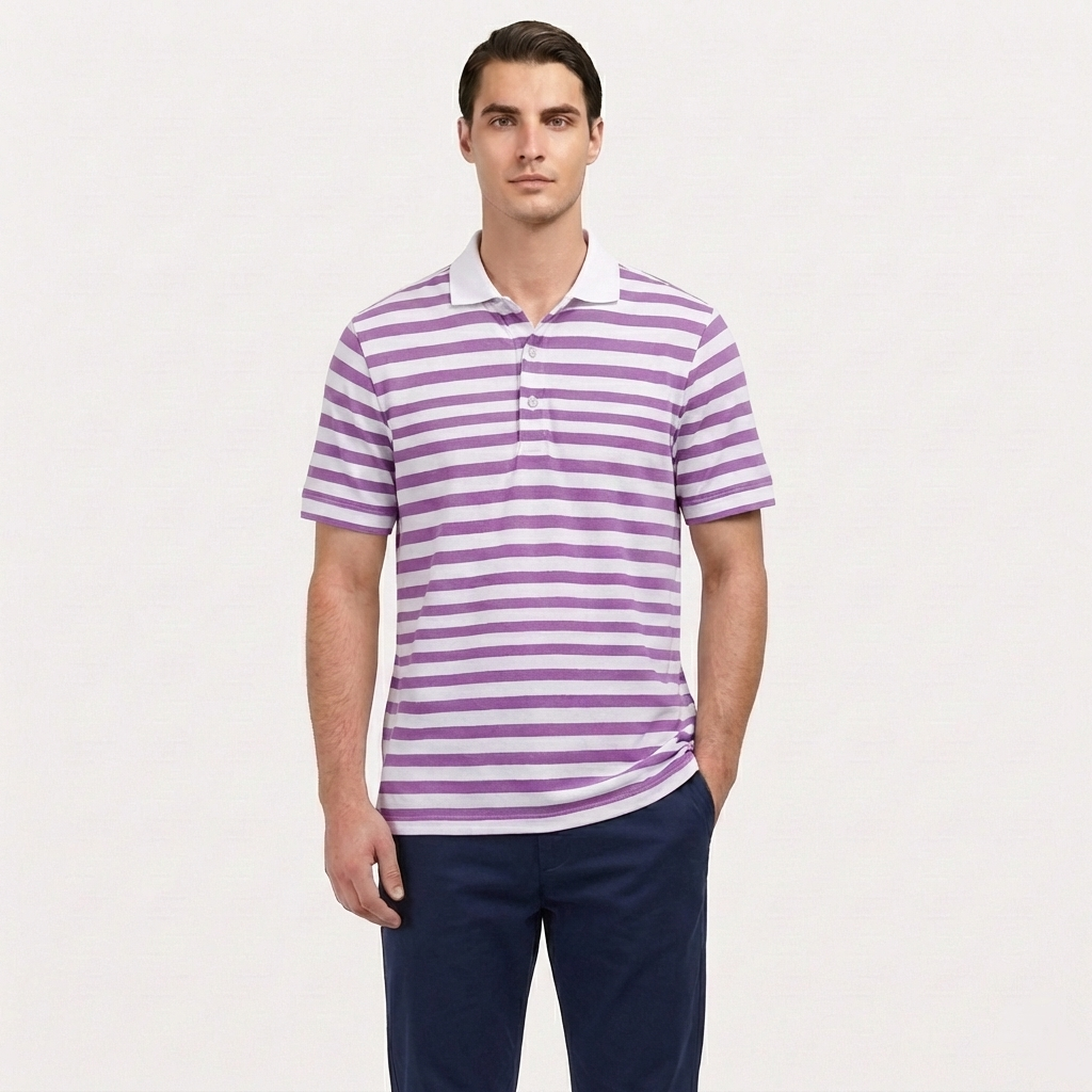 Rivaclo | Men's Striped Polo – Short Sleeves with Classic Collar