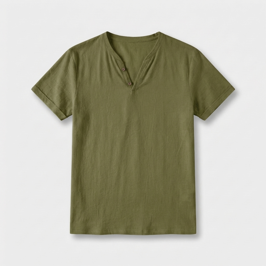 Rivaclo | Homme t-shirt Henley – coupe slim manches courtes